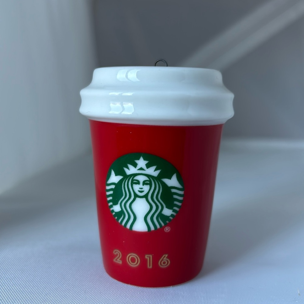 🎄 Starbucks red holiday 2016 ceramic ornament classic hot cup